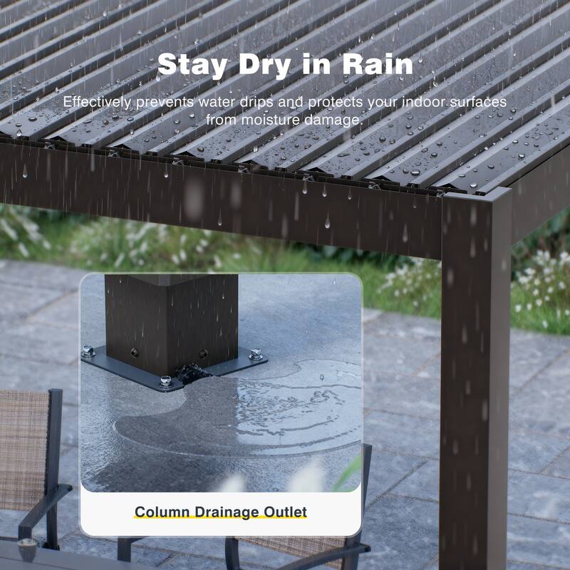 Patio Louvered Pergola with Adjustable Roof, Aluminum Steel Pergola