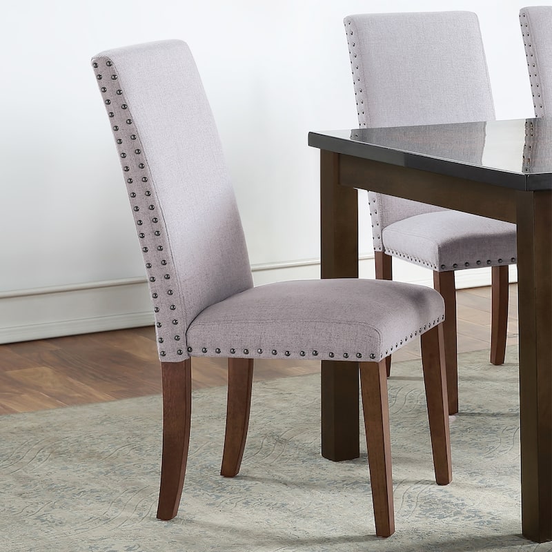 MidCentury Modern HighBack Upholstered Dining Chairs, Set of 2 Fabric