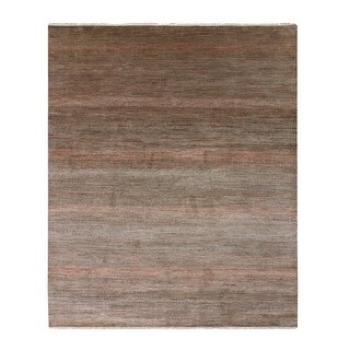 Shahbanu Rugs Rust Brown Modern Grass Design Soft Pile Dense Weave Dyed ...