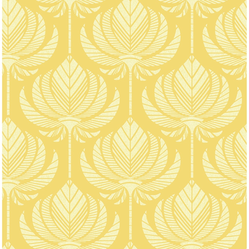 A-Street Prints Palmier Yellow Lotus Fan Wallpaper