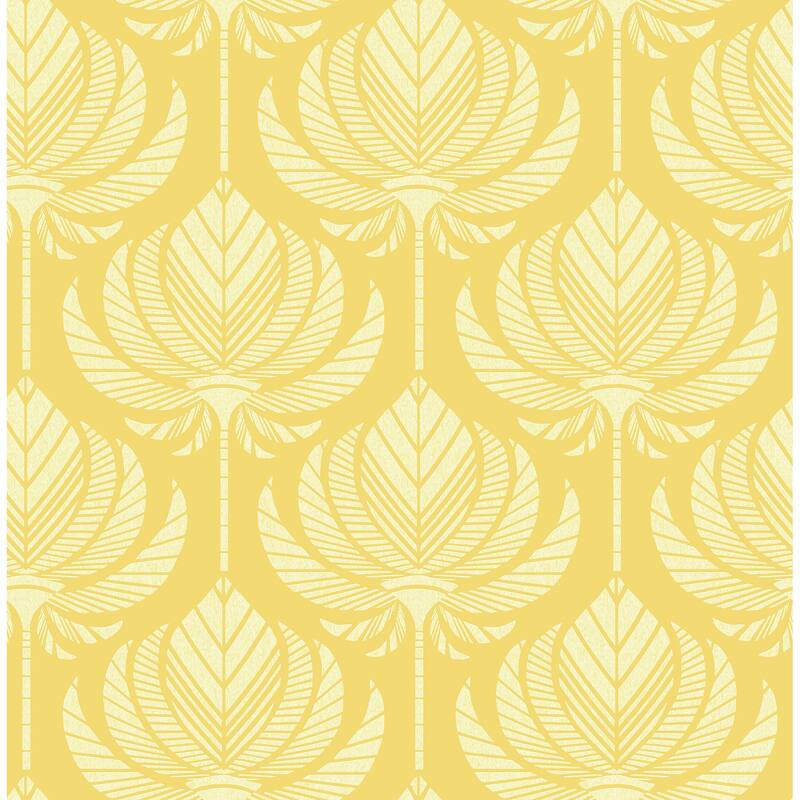 A-Street Prints Palmier Yellow Lotus Fan Wallpaper