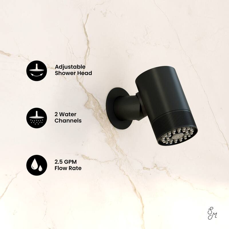 Lumiere 2-Spray Patterns 2.5 Gpm Wall Mount Fixed Shower Head In Matte Black