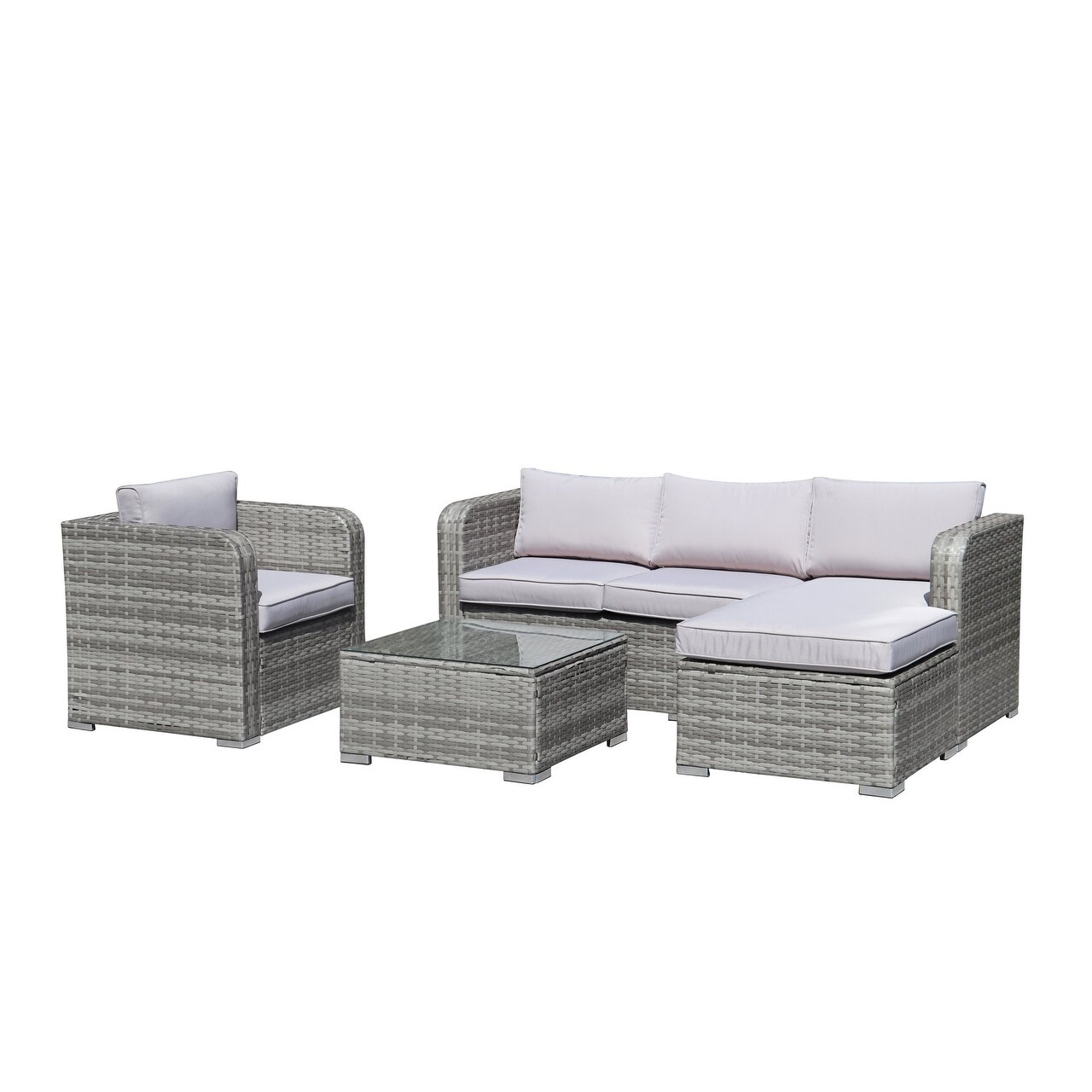 Shop Kinwell Outdoor Patio Furniture Set Pe Rattan Wicker Sectional Sofa With Cushions Tea Table Minimal Assembly Required On Sale Overstock 32109222