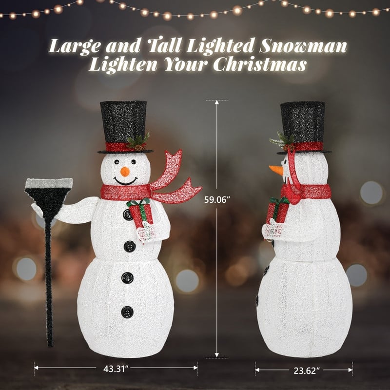 Lighted Christmas Snowman Outdoor Decorations - White