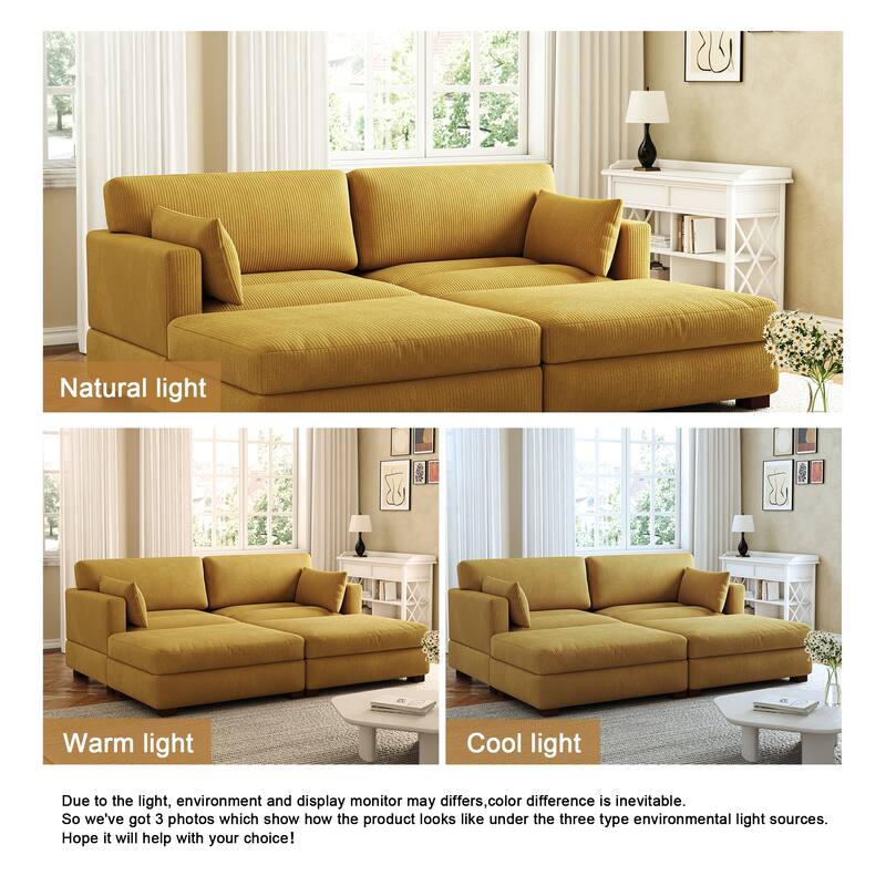 Corduroy Modular Sectional Sofa Deep Seat Corner Sofas & Ottomans