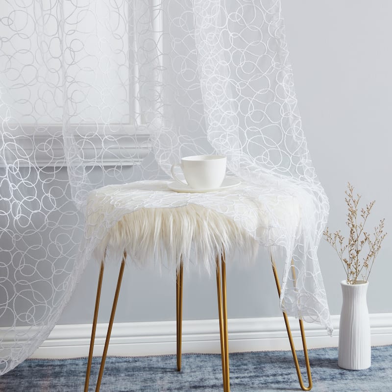 HLC.me Audrey Embroidered Premium Soft Decorative Sheer Voile Light Filtering Grommet Window Curtain Panels - Set of 2