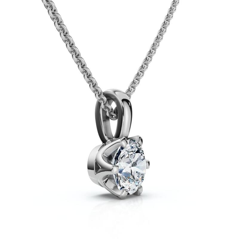Bliss Diamond 1/4Ct Round Solitaire Brilliant Cut Lab Grown Diamond Pendant 18" Necklace EF/VS