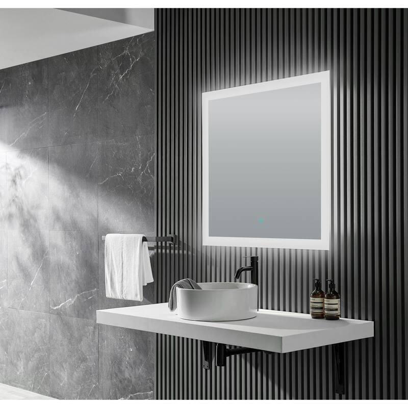 Mars 32 in. x 30 in. Frameless Rectangular LED Bathroom Mirror-Silver