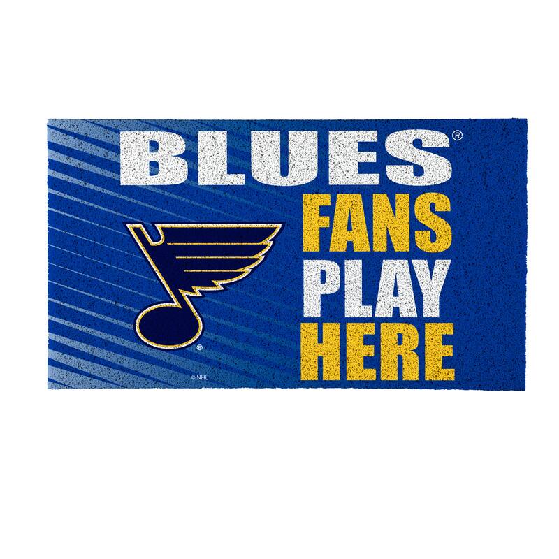 28 in. x 16 in. St Louis Blues "Fans Play Here" PVC Door Mat