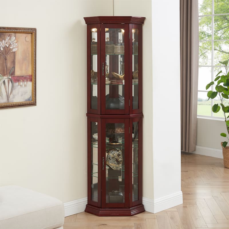 Corner Curio Cabinet with Lights