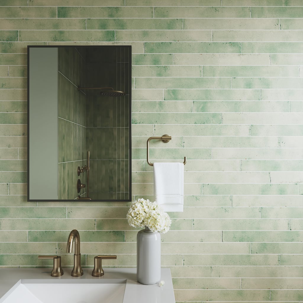 Merola Tile Phoenix Aquamarine 1-7/8" x 17-3/4" Porcelain Floor and Wall Tile