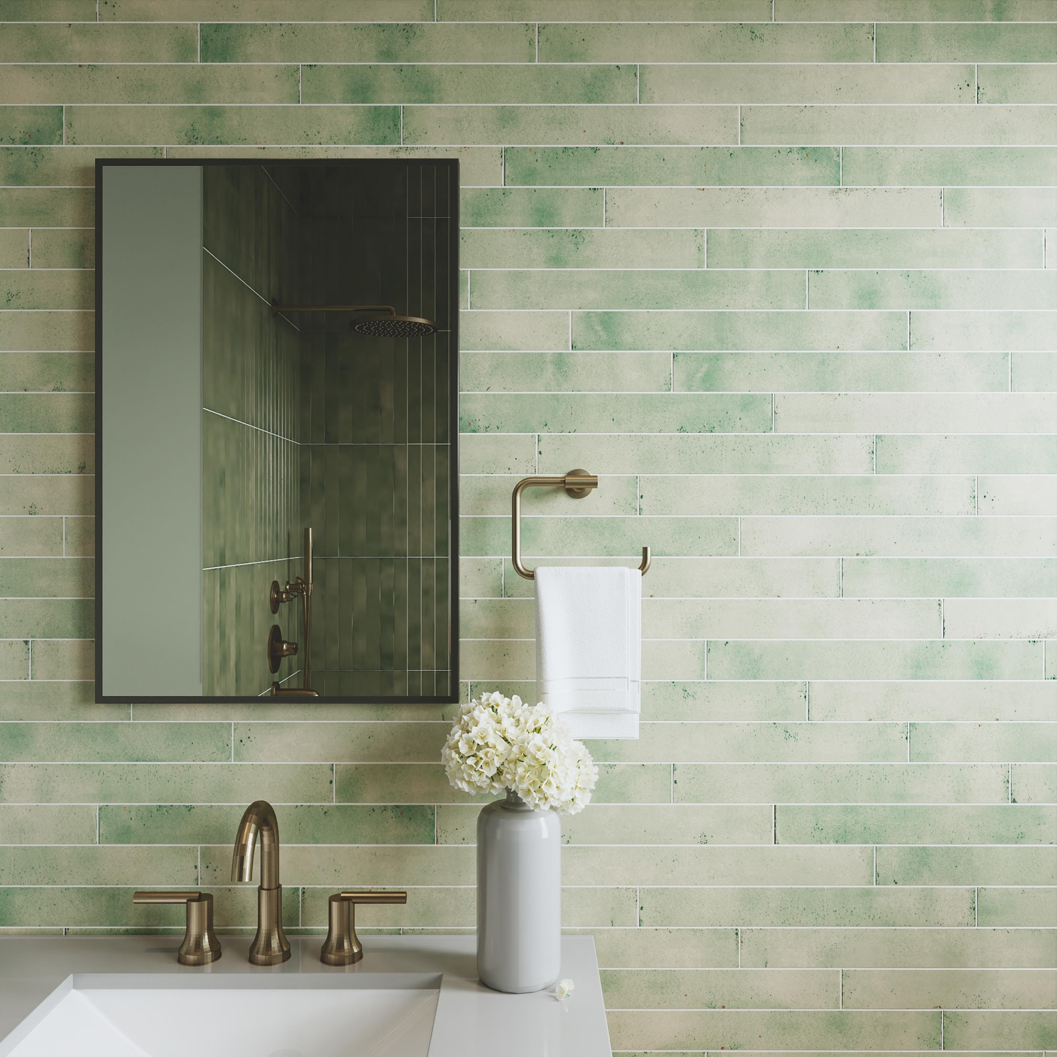 Merola Tile Phoenix Aquamarine 1-7/8" x 17-3/4" Italian Porcelain Floor and Wall Tile