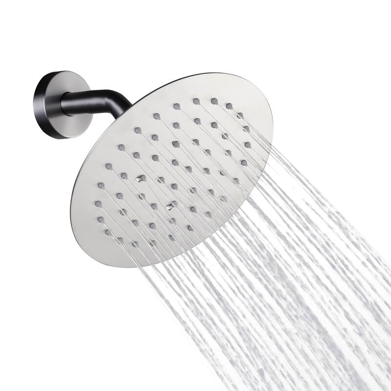 WOWOW 1-Spray Patterns with Wall Mount Rain Fixed Shower Head - 8-inch - Brushed Nickel