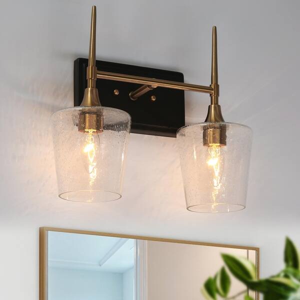 Kahlil Modern Black Gold 2Light Bathroom Vanity Light Dimmable Wine