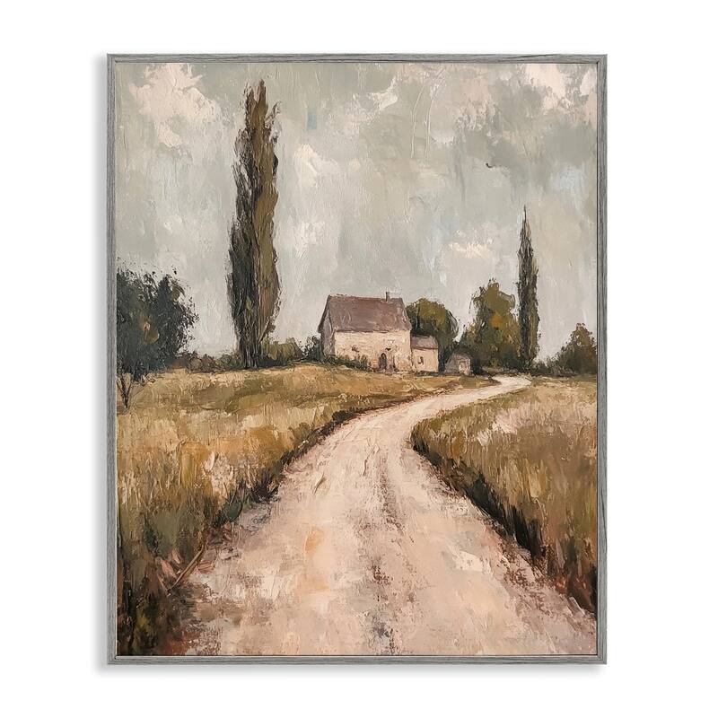 Stupell Painterly Quiet Country Framed Giclee Art Design By Petal Prints Design - 24 x 30 - Grey