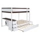 preview thumbnail 15 of 25, Full-Over-Full Bunk Bed With Twin Size Trundle, Children Bunk Bed With Storage And Desk And Outlets With Usb