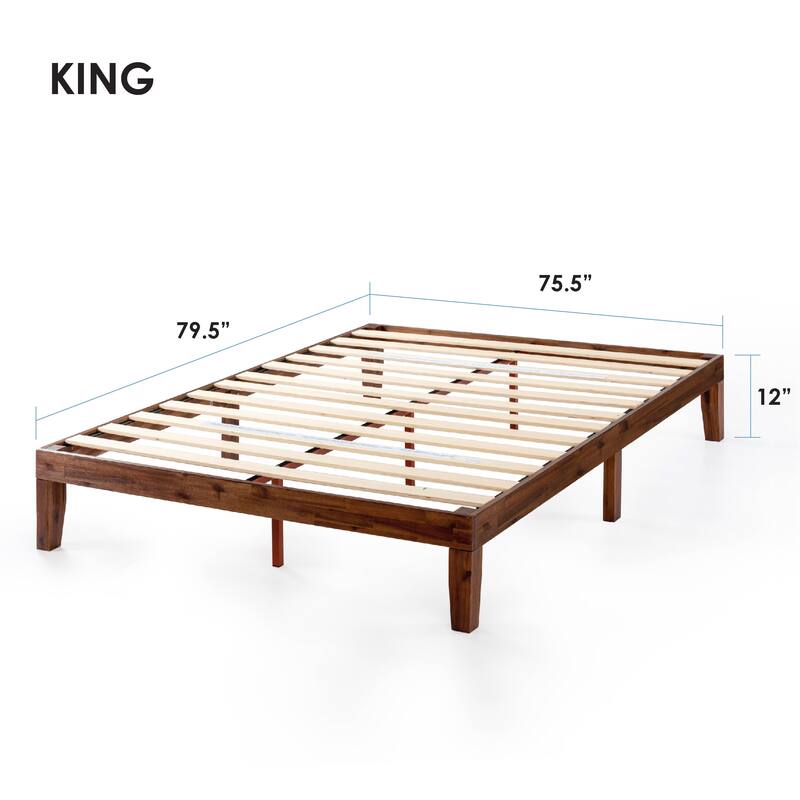 12" Classic Solid Wood Platform Bed Frame