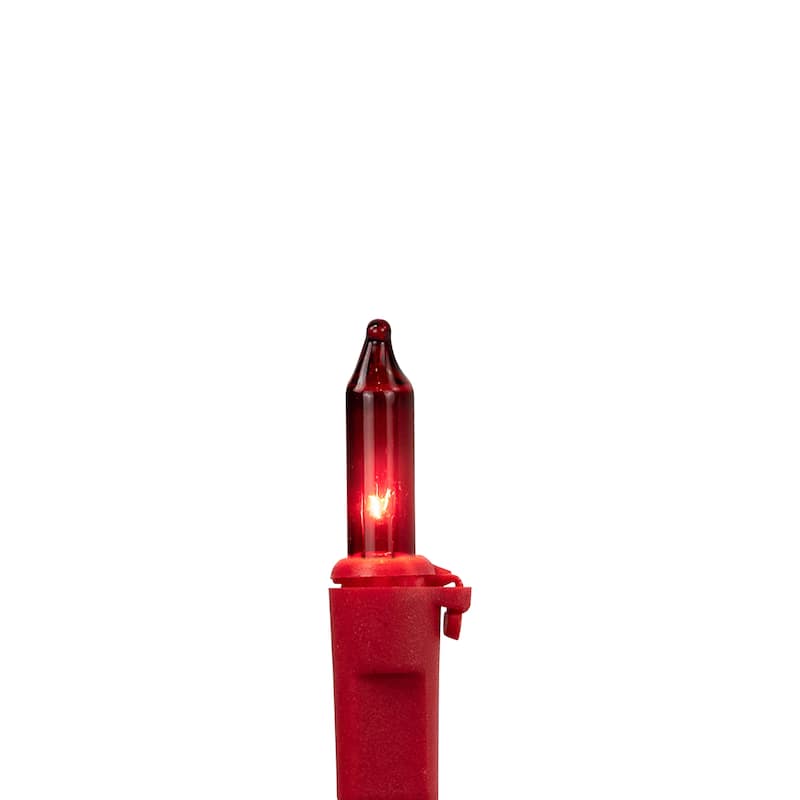 50-Count Red and Pink Mini Christmas Light Set 10ft Red Wire - 10'