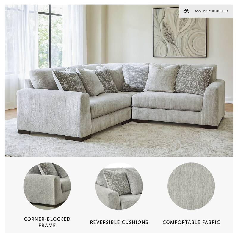 Signature Design by Ashley Regent Park Pewter 3-Piece Sectional - 93"W x 93"D x 39"H