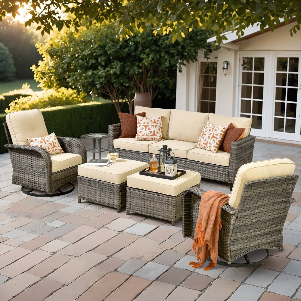 OVIOS 6-Piece Outdoor Wicker Lounge Set