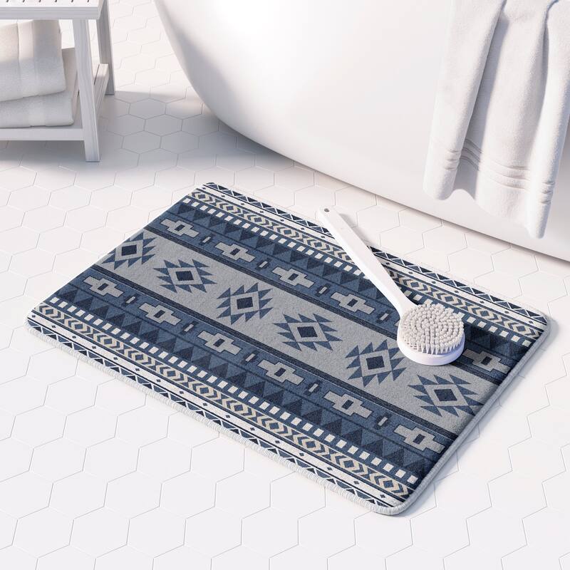 Laural Home Sedona Canyon Blue Memory Foam Rug