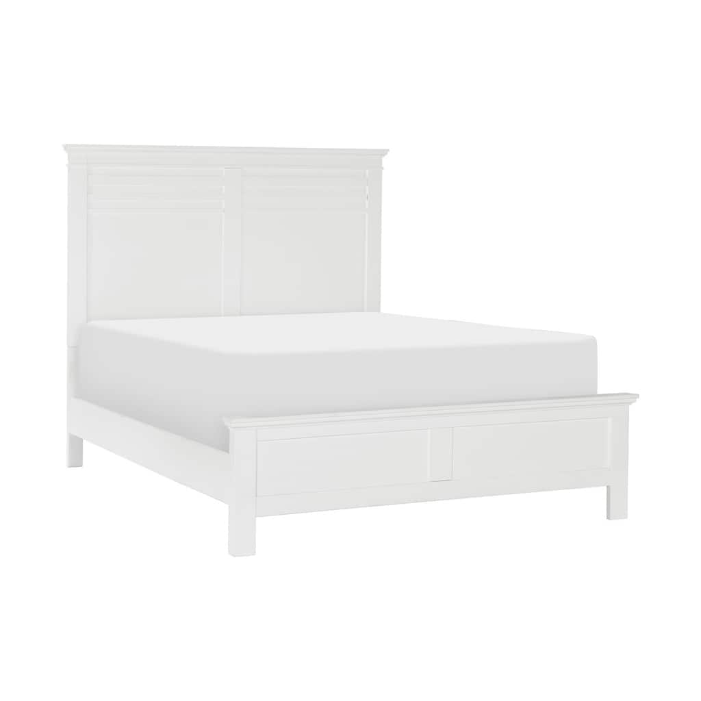 Queen Size Wood Panel Bed with Headboard, Footboard, and Rails