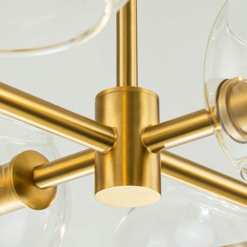8-Light Modern Linear Clear Glass Globe Bubble Chandelier for Dining Room