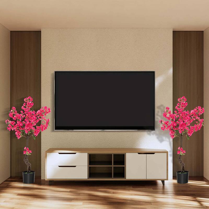 Costway 1/2 Pack 42" Artificial Plum Blossom Tree with 92 Flowers & - See Details