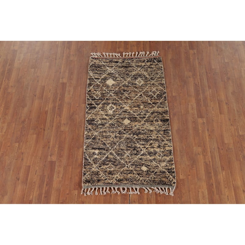 Trellis Plush Moroccan Accent Rug Handmade Wool Carpet - 3'0" x 5'5"
