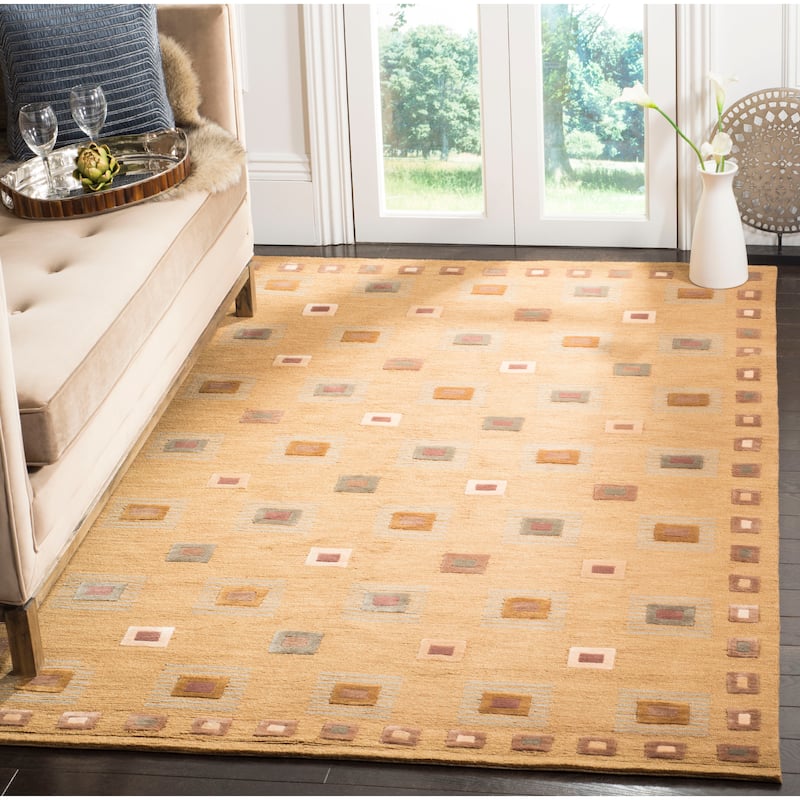 SAFAVIEH Couture Hand-knotted Tibetan Etsuko Modern Wool Rug - 4' x 6' - Gold