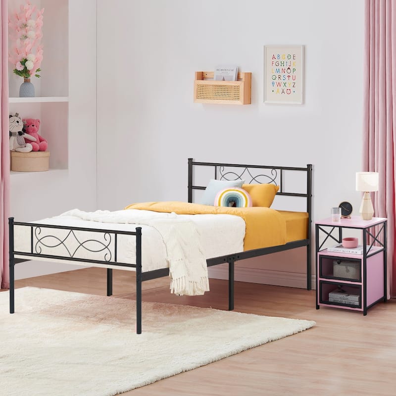 Metal Bed Frame with Headboard and Footboard- Twin/Full/Queen Size Bed