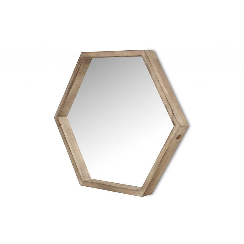 HomeRoots 21" Brown Hexagon Wood Framed Accent Mirror