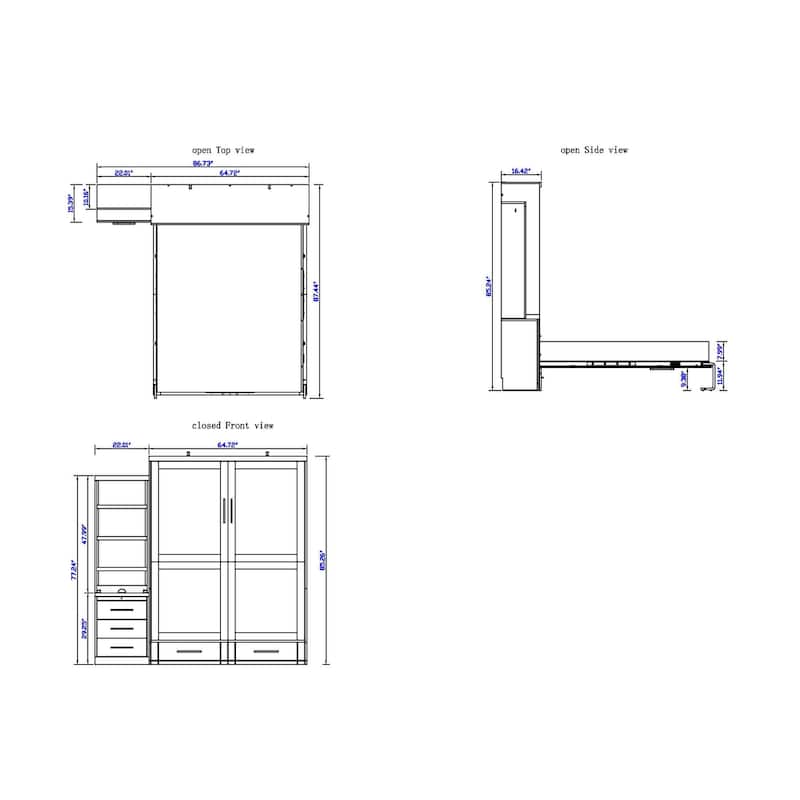 Brentwood Queen Murphy Bed with One Pier