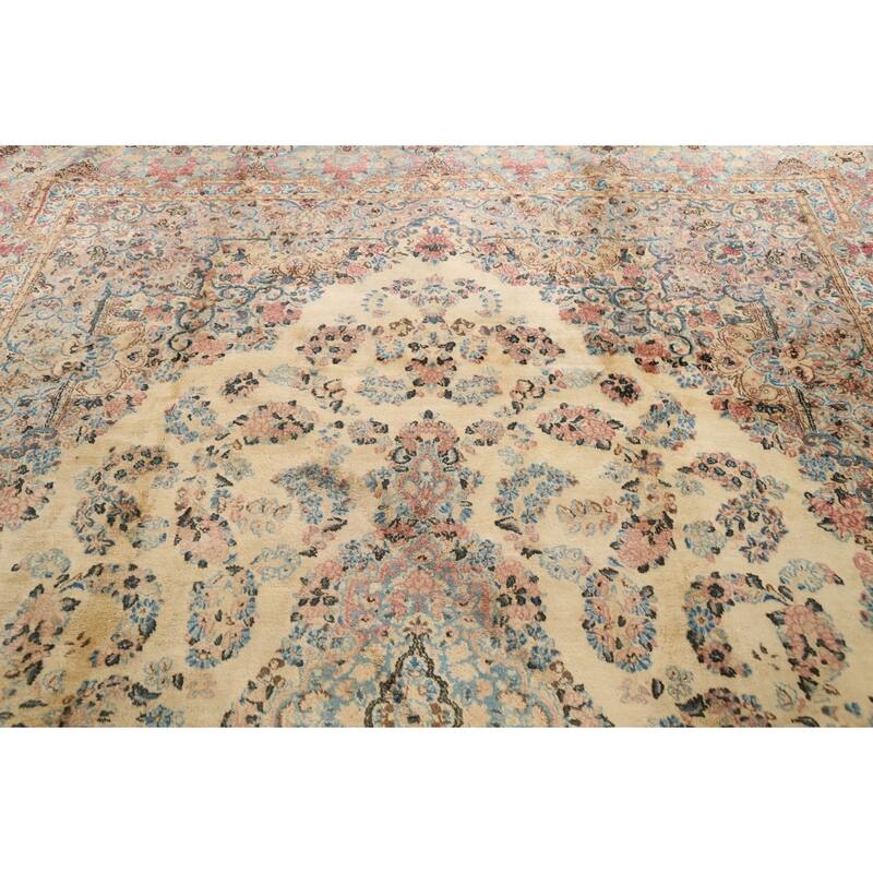 Vegetable Dye Floral Kerman Persian Area Rug Handmade Wool Carpet - 8'9" x 11'5"