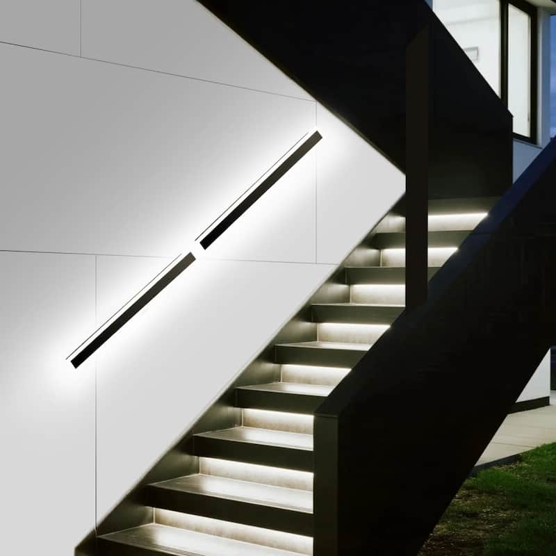 47 Inch 2 PCS Outdoor LED Wall Lights with IP65 Waterproof Sconce and Remote Adjustable 2700K-6000K - 47.2 x 4.7 x 1.8 in