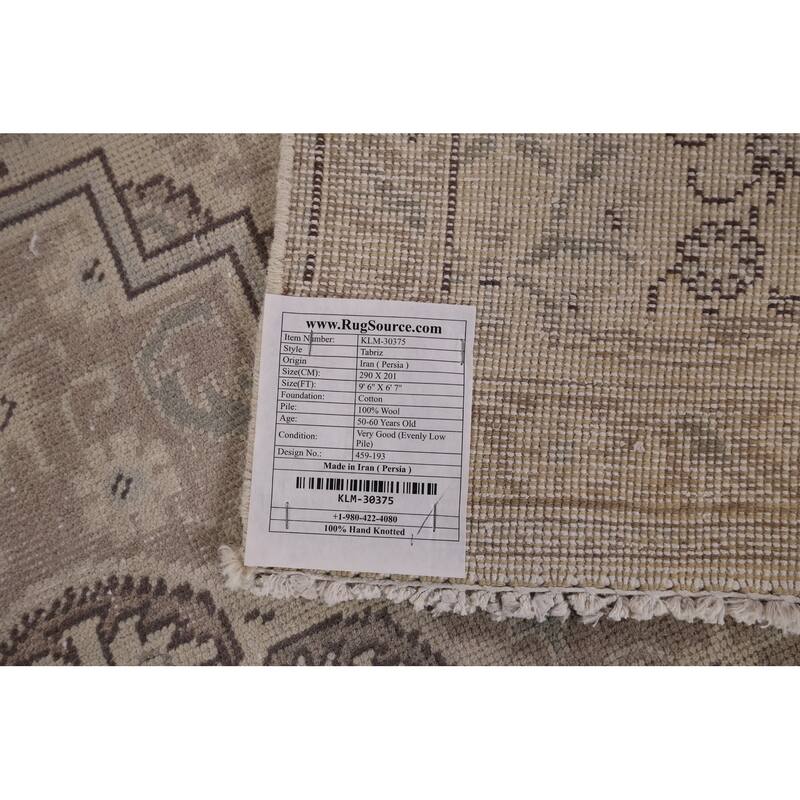 Distressed Tabriz Vintage Persian Rug Handmade Wool Carpet - 6'7" x 9'6"