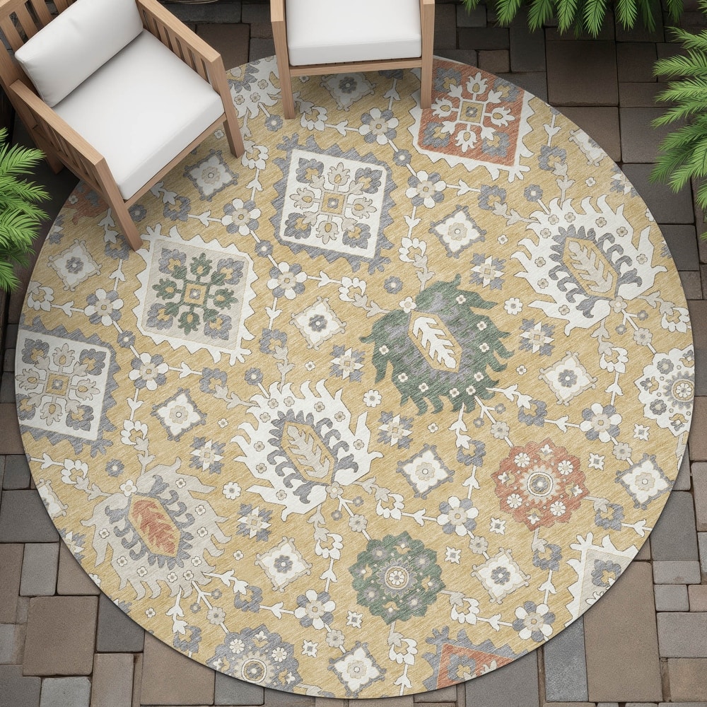 Machine Washable Indoor/Outdoor Boho Global Chantille Rug