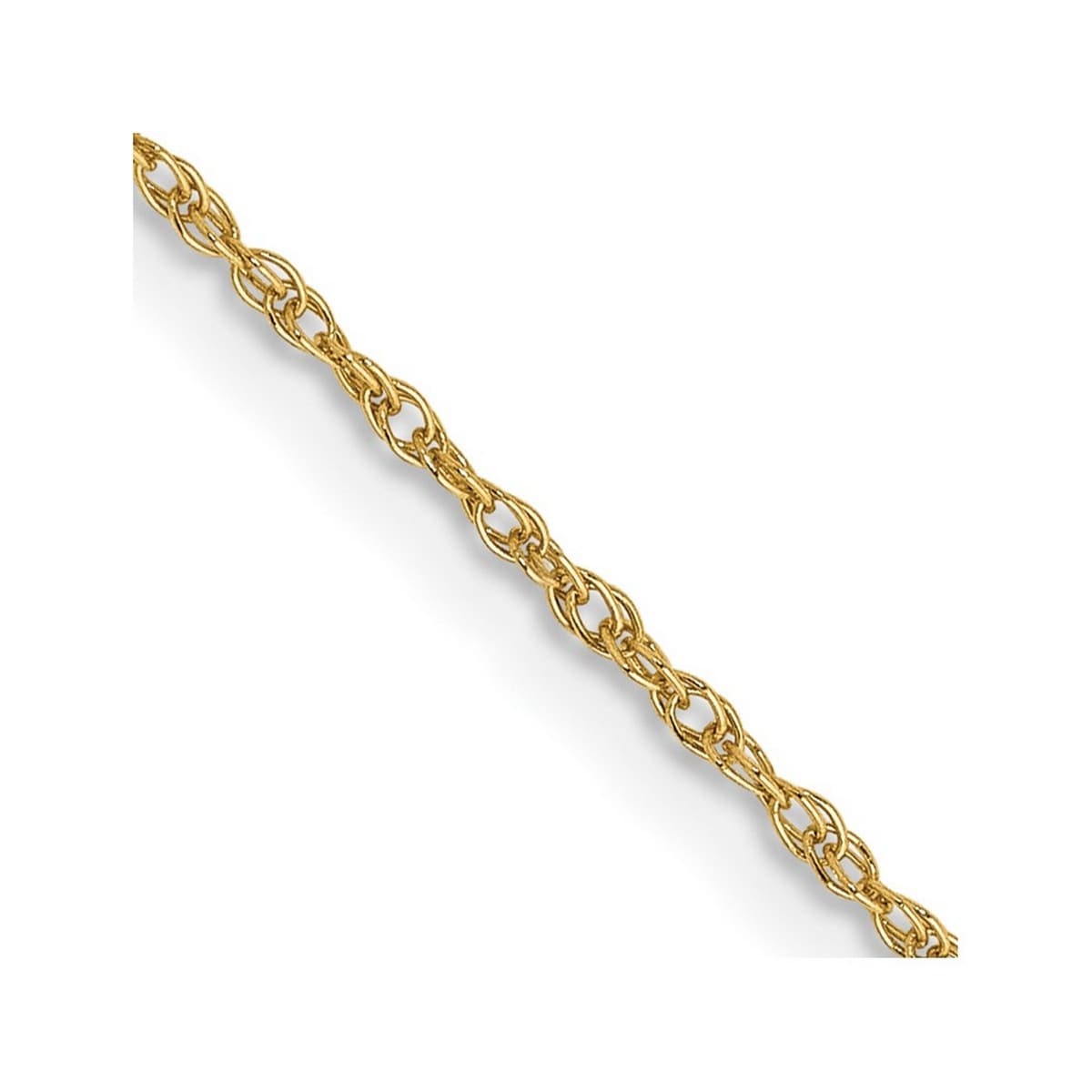 Curata 14k Yellow Gold Polished 7" 0.8mm Lite-Baby Rope Chain Bracelet