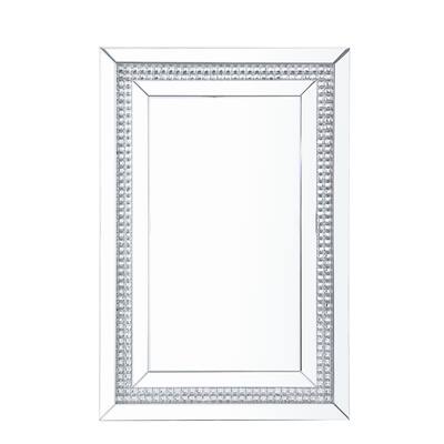 Q-Max Beveled Glass Mirrored Finish Mirror Crystal Wall Decor
