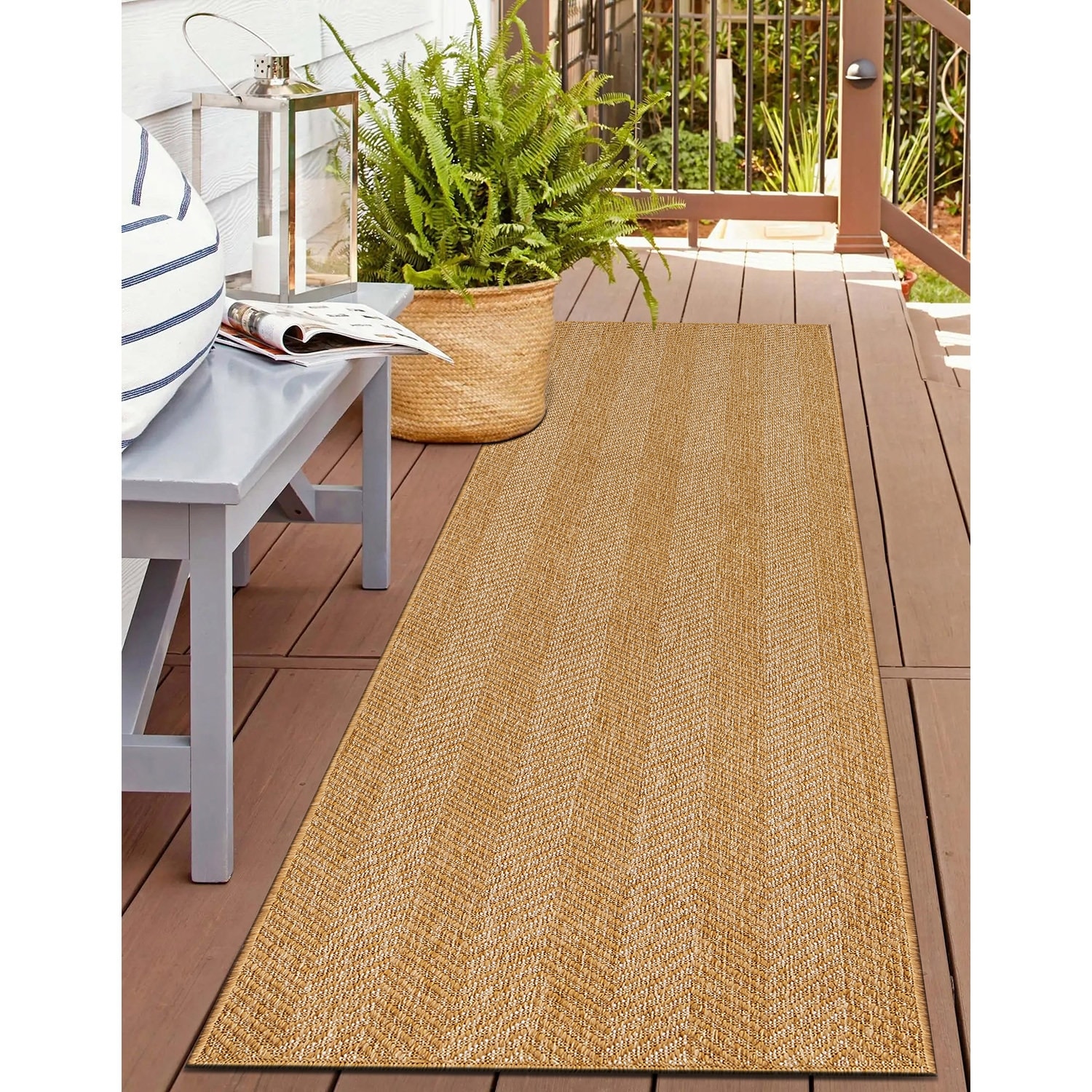 World Rug Gallery Herringbone Stripe Indoor / Outdoor Reversible Area Rug