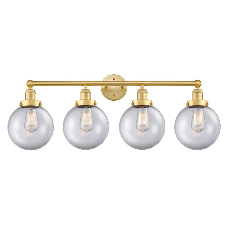 Innovations Lighting Large Beacon - 4 Light 34" Bath Vanity Light - Clear/Satin Gold