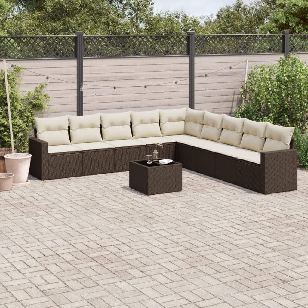 vidaXL Garden Sofa Set Brown PE Rattan Large Modular Garden Sofa Set - 21.7 x 21.7 x 14.6