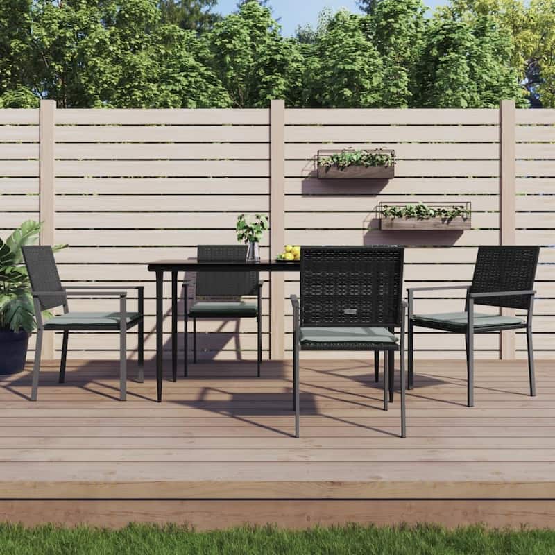vidaXL 3/5/7/9 Piece Patio Dining Set with Cushions Poly Rattan and Steel