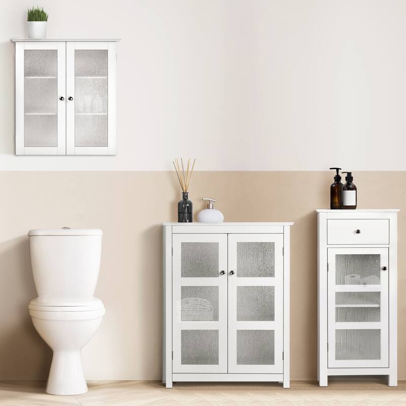 Teamson Home Connor Floor Accent Cabinet with Water-Textured Glass