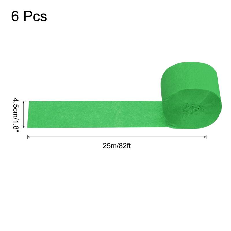 Crepe Paper Streamers 6 Rolls for Decoration - Green - 1.8 in x 82 Ft/Roll