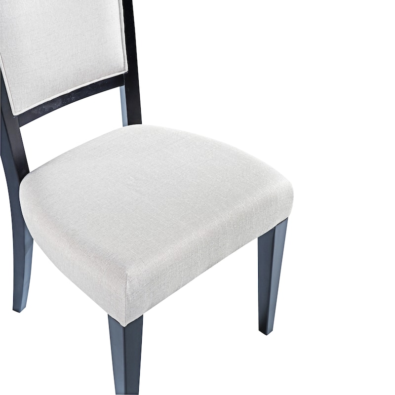 Upholstered Dining Chairs Set of 2 - Traditional Elegant Fabric Side Chairs with Curved Lines, Solid Hardwood Frame