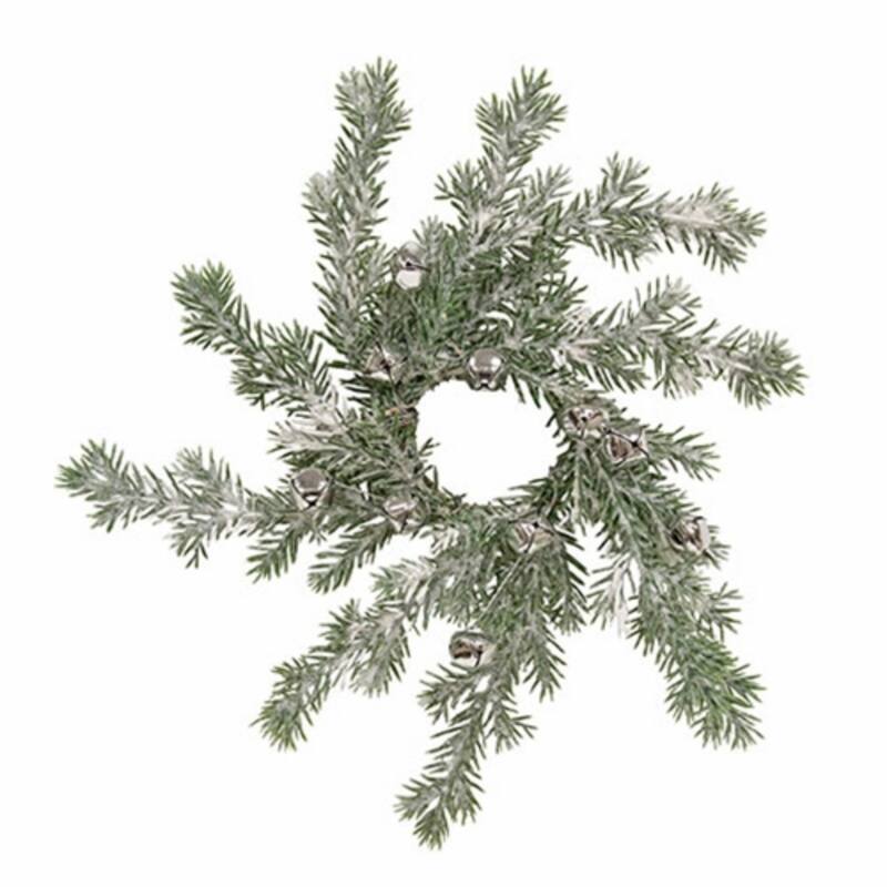 Snowy Silver Bells Candle Ring Winter Table Decor - 2-Inch