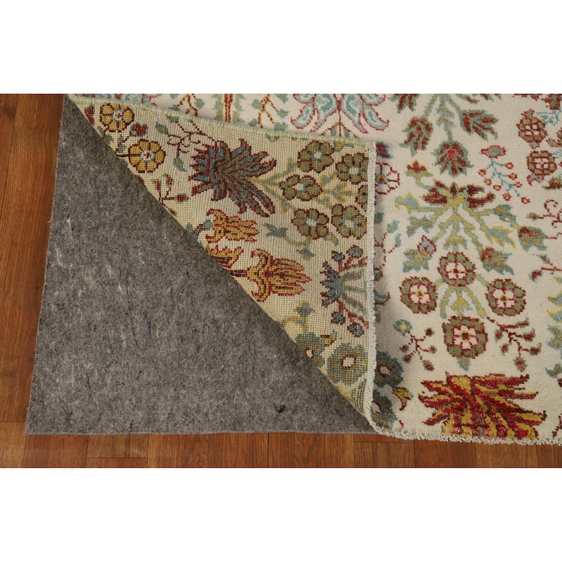 Hand Knotted Oriental 100% Wool Carpet Traditional All-Over Beige & Ivories Ziegler Area Rug - 9' 10'' X 6' 6''