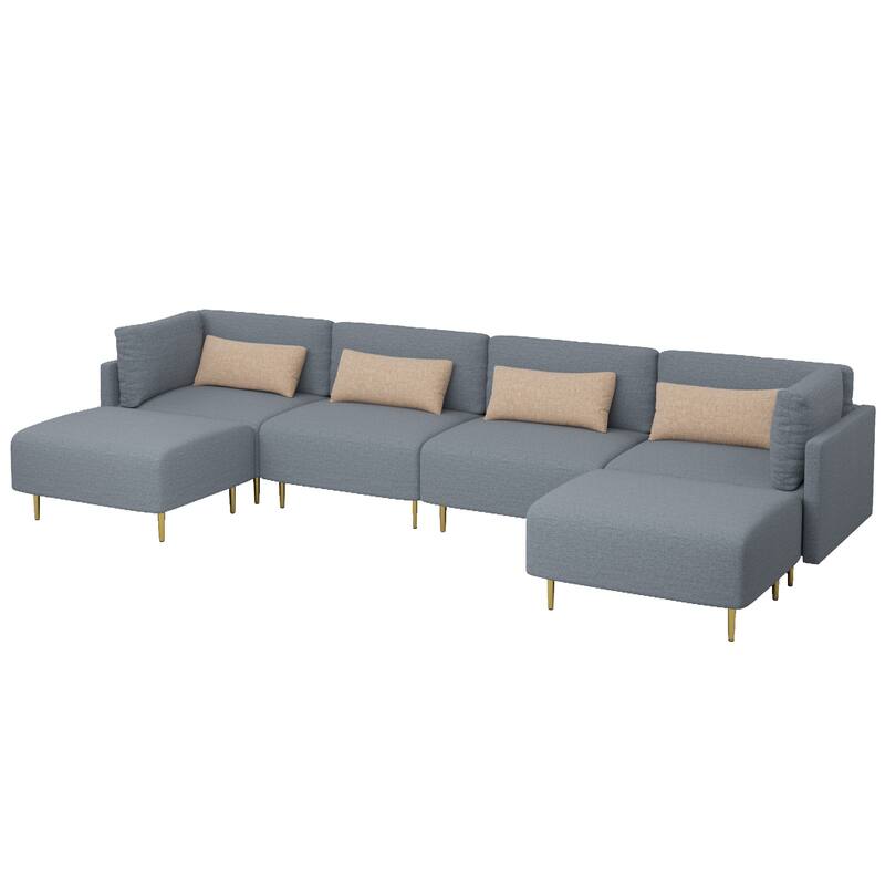 U-Shaped Sectional Sofa with Two Ottomans