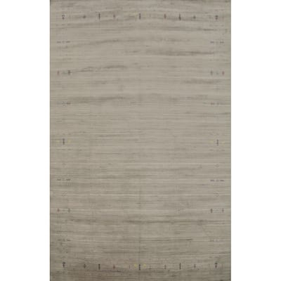 Hand Knotted Oriental Viscose Silk Carpet Tribal Animal Pictorial Beige & Ivories Gabbeh Area Rug - 11' 9'' X 8' 11''